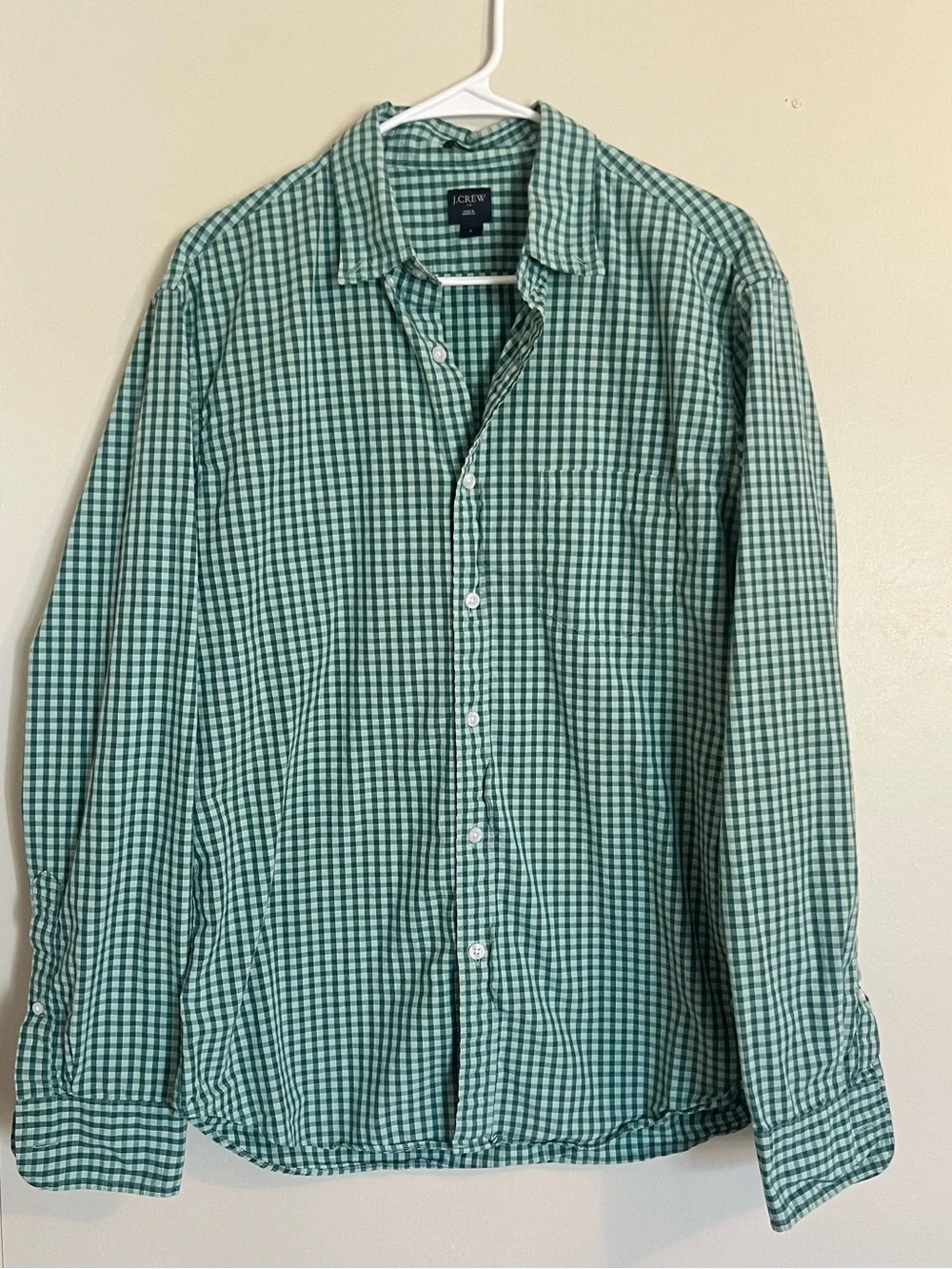 J. Crew Green Gingham Button-Down Shirt
